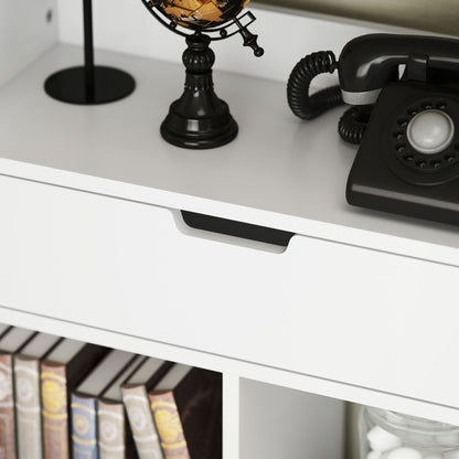 HOMCOM Bücherregal, Mehrzweckregal, 9 Fächer, Schublade, Kippschutz, 60 x 26 x 158 cm, Weiß