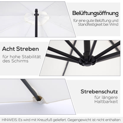 Outsunny Sonnenschirm mit Kurbel Wetterbeständig 3 mx 3 mx 2,5 m Stahl Polyester