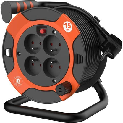 Cable reel - QUARX - DIY - 15m, H05VV-F 3G1.5mm², thermal circuit breaker