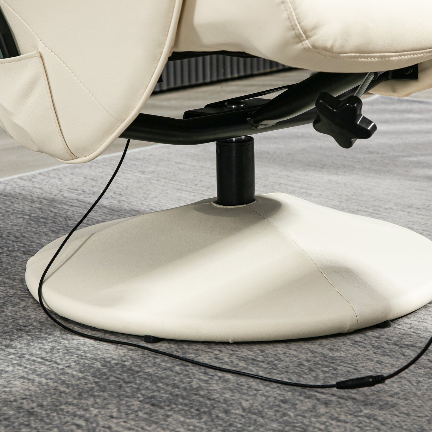 HOMCOM Massagesessel mit Fußhocker, Ergonomischer Stuhl mit 10 Vibrationspunkten, Kunstleder, 76 x 81 x 105 cm, Cremeweiß