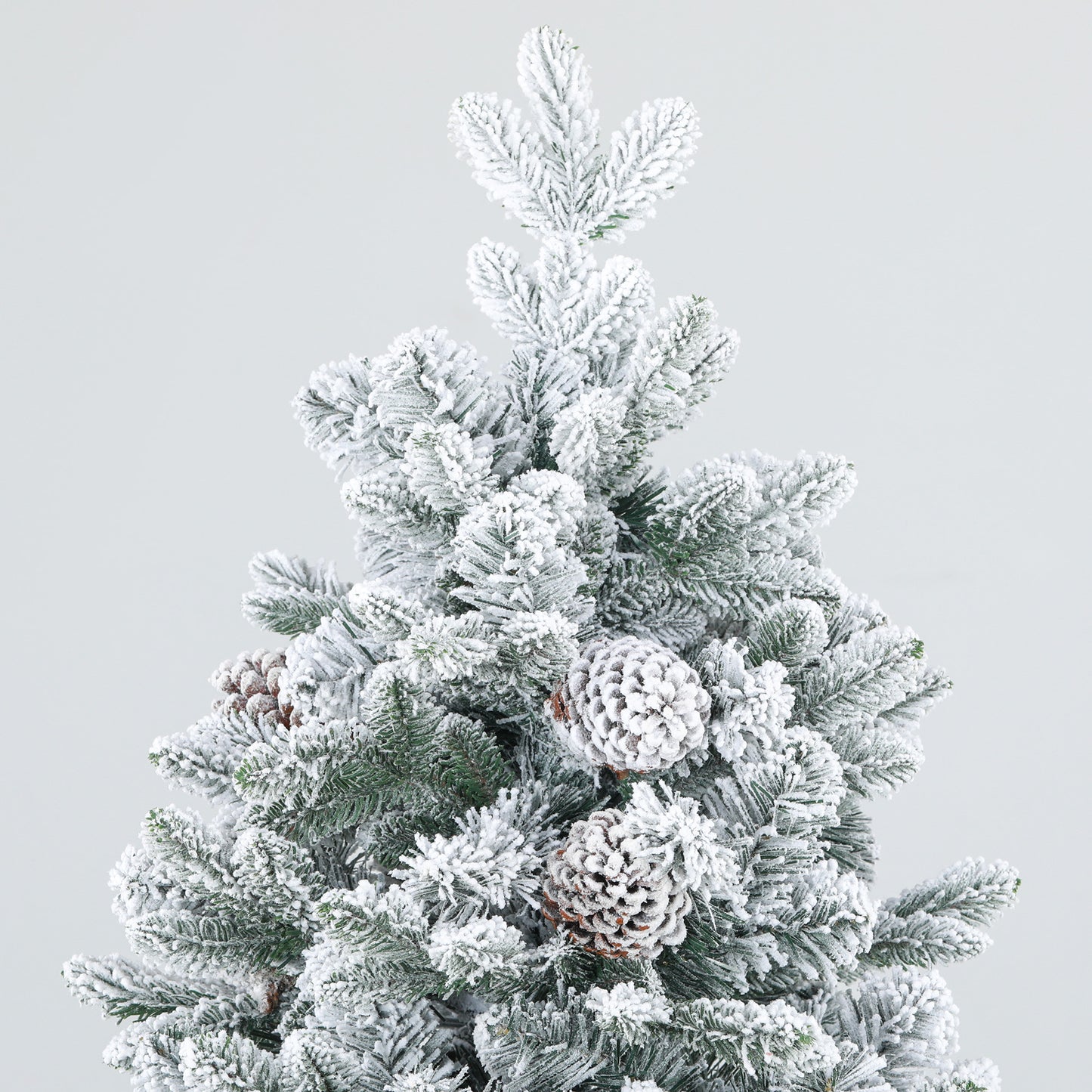 HOMCOM Künstlicher Weihnachtsbaum, Kunstschnee & Tannenzapfen, realistisch, flammhemmend, Metallfuß, 183 cm, Grün