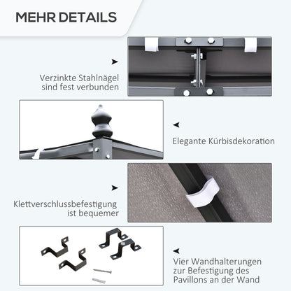 Outsunny Pergola Gartenpavillon Pavillon Überdachung Zelt Metall Grau 297x297cm