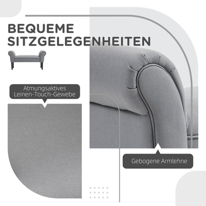 HOMCOM Sitzbank, Bettbank, robuste Bauweise, weiche Polsterung, 102x36x51 cm, Grau