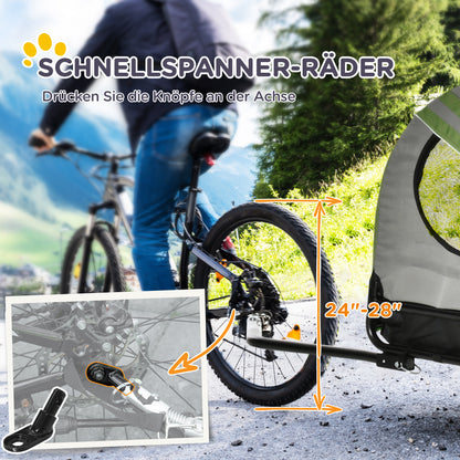 PawHut 2-in-1 Hundebuggy, Hundefahrradanhänger, klappbar, vattenfest, för Hunde bis 20 kg, Grün