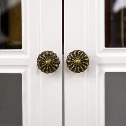 HOMCOM Küchenschrank, Buffet, 2 Schubladen, 2 Schrankfächer, klassisches Design, Weiß+Dunkelbraun, 76 x 38 x 182 cm