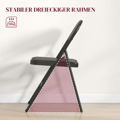 HOMCOM 4er-Set Klappstühle, Tragbare Bürostühle, Metallbeine, Faltstuhl für Büro, Empfang, Wartezimmer, Kunstleder, Schwarz