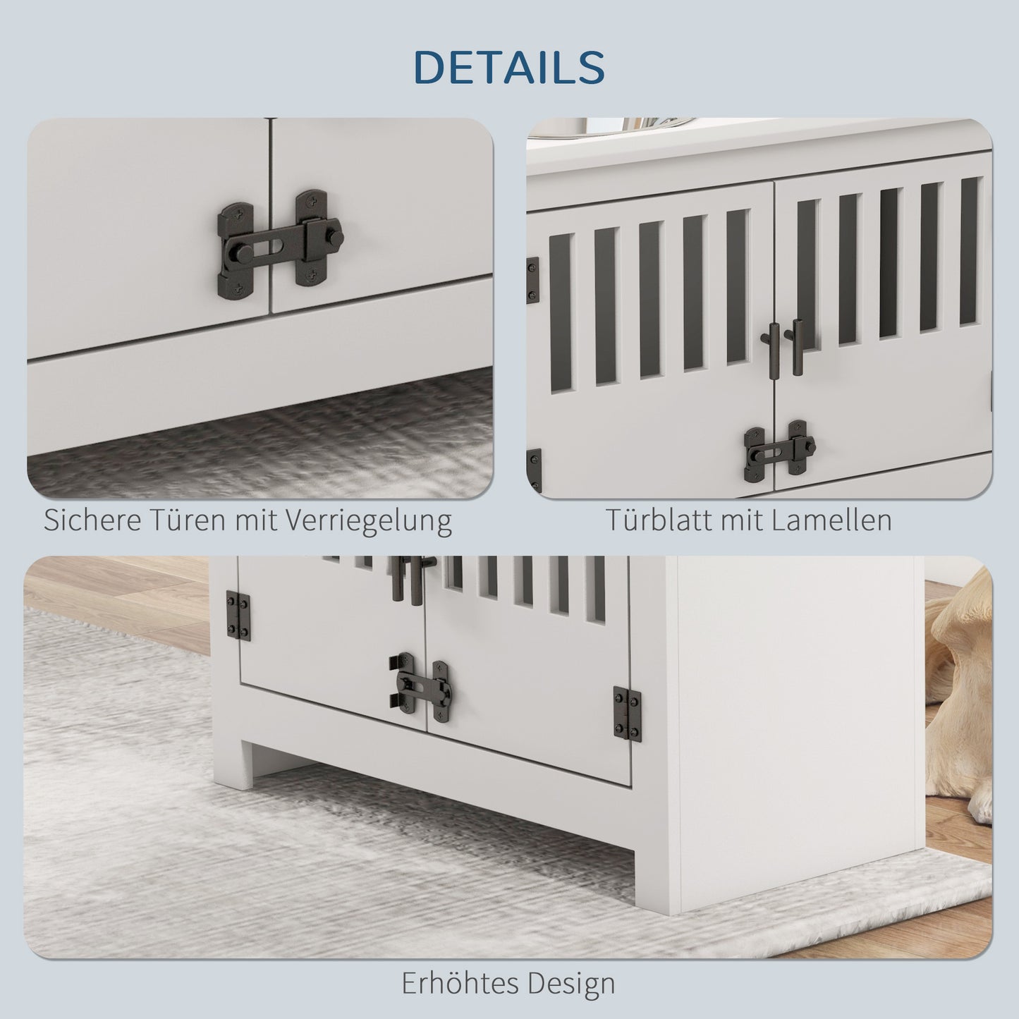 PawHut Erhöhte Futterstation für große Hunde, 2 Edelstahlnäpfe, Staurum, 35,5x60x30 cm, Weiß