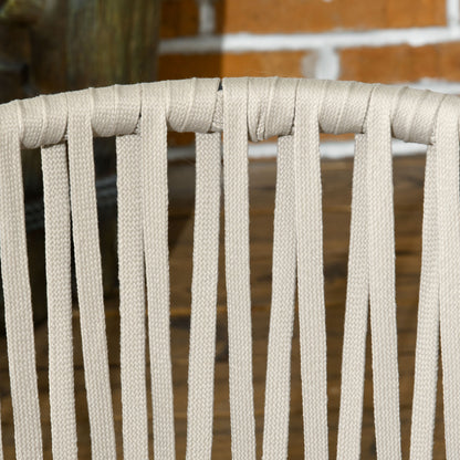 Outsunny Terrassenstuhl 2er-Set, Boho-Stil, bequeme Sitzschale, Sitzauflagen, waschbarer Bezug, Metallrahmen, Beige