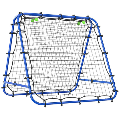 HOMCOM Rebounder für Fußball, verstellbar Prellwand mit 5 Winkelpositionen und Rückprallwand Netz, 100 x 68-95cm Kickback Tor Fußballtor für Jugendliche, Rückprallwand für Handball Training, Blau