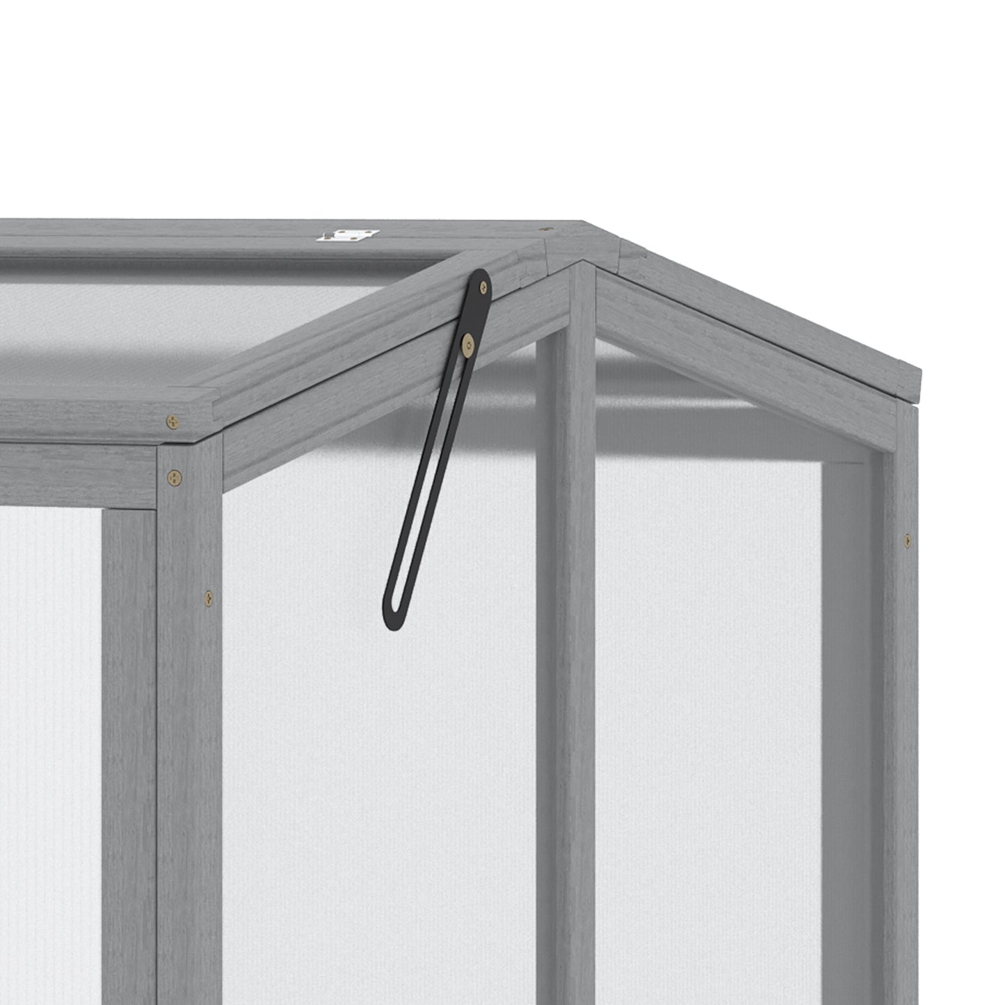 Outsunny Frühbeet Treibhaus Gewächshaus Frühbeetkasten Pflanzenbeet mit Abdeckung aus Holz und Polycarbonat wetterfest Hellgrau 90 x 80 x 58 cm