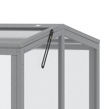 Outsunny Frühbeet Treibhaus Gewächshaus Frühbeetkasten Pflanzenbeet mit Abdeckung aus Holz und Polycarbonat wetterfest Hellgrau 90 x 80 x 58 cm