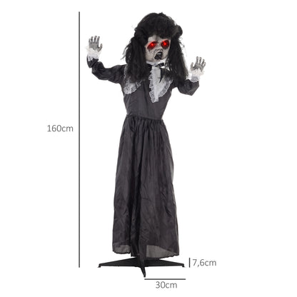 HOMCOM Horrorpuppe, Helloweendeko, gruselige Stimme & Musik, rote Augen, beweglich, 160 cm