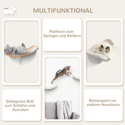 PawHut Katzenregal, Wandmontage, weiche Liegefläche, bis 10kg, 41x28x21cm, Weiß