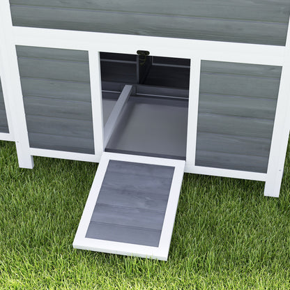 PawHut Hühnerstall mit Nestkasten für 4-6 Hühner, Wasserfestes Dach, Fichtenholz, Kunststoff, 100 x 86 x 100 cm, Hellgrau