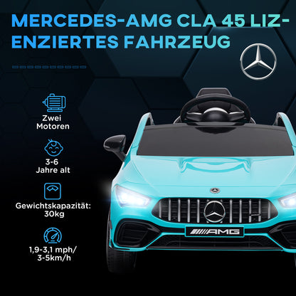 AIYAPLAY Kinder-Elektroauto, fernsteuerbar, mit Transportrollen, LED-Lichter, Hupe, für Kinder von 3-6 Jahren, Hellblau