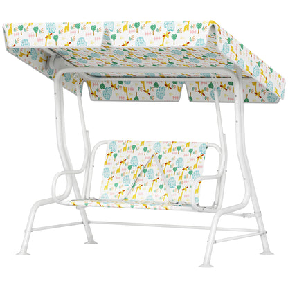 AIYAPLAY Hollywoodschaukel für Kinder, Stahlrahmen, 2-Sitzer, 60 kg belastbar, Weiß