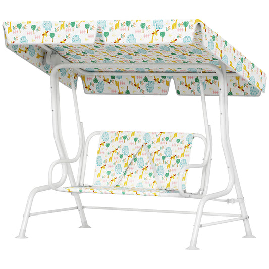 AIYAPLAY Hollywoodschaukel für Kinder, Stahlrahmen, 2-Sitzer, 60 kg belastbar, Weiß