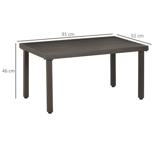 Outsunny Gartentisch, Beistelltisch, Stahlrahmen, braun, 91 x 51 x 46 cm