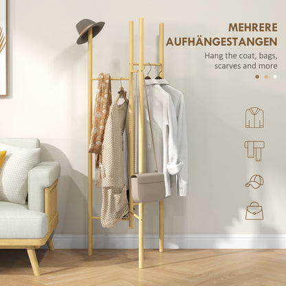HOMCOM Kleiderständer, platzsparend, 5 kg Belastung, 62x52,5x160cm, Natur