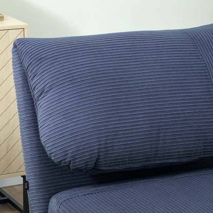 HOMCOM 2-in-1 Schlafsessel Gästebett, verstellbare Kopfstütze Cord-Optik 82 cm x 8 cm x 83 cm Blau