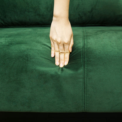 HOMCOM Sofa 3-Sitzer-Sofa Couch, inkl. 2 Kissen, Samtoptik, Retro-Design, abnehmbarer Bezug, 195 cm x 88 cm x 76 cm Grün