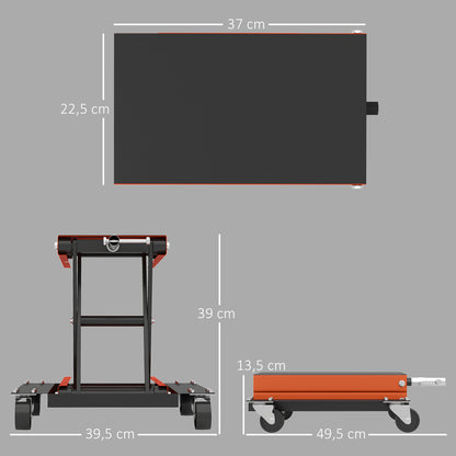 HOMCOM Motorradheber 500 kg Belastbar Motorradhebebühne 135-390 mm Höhenverstellbar Stahl Orange