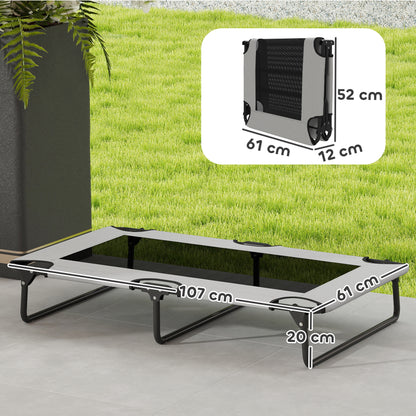 PawHut Tragbares erhöhtes Hundebett, erhöhtes Haustierbett mit atmungsaktivem Netz, für große Hunde, Hellgrau