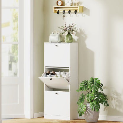 HOMCOM Schuhschrank, 3 Schubladen, für bis zu 12 Paar Schuhe, Spanplatte, Weiß