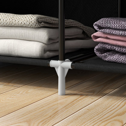 HOMCOM Schrank aus Stoff, Aufbewahrungslösung, 6 Regale, 1 Kleiderstange, Schwarz