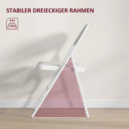 HOMCOM 4er-Set Klappstühle, Tragbare Bürostühle, Metallbeine, Faltstuhl für Büro, Empfang, Wartezimmer, Kunstleder, Weiß