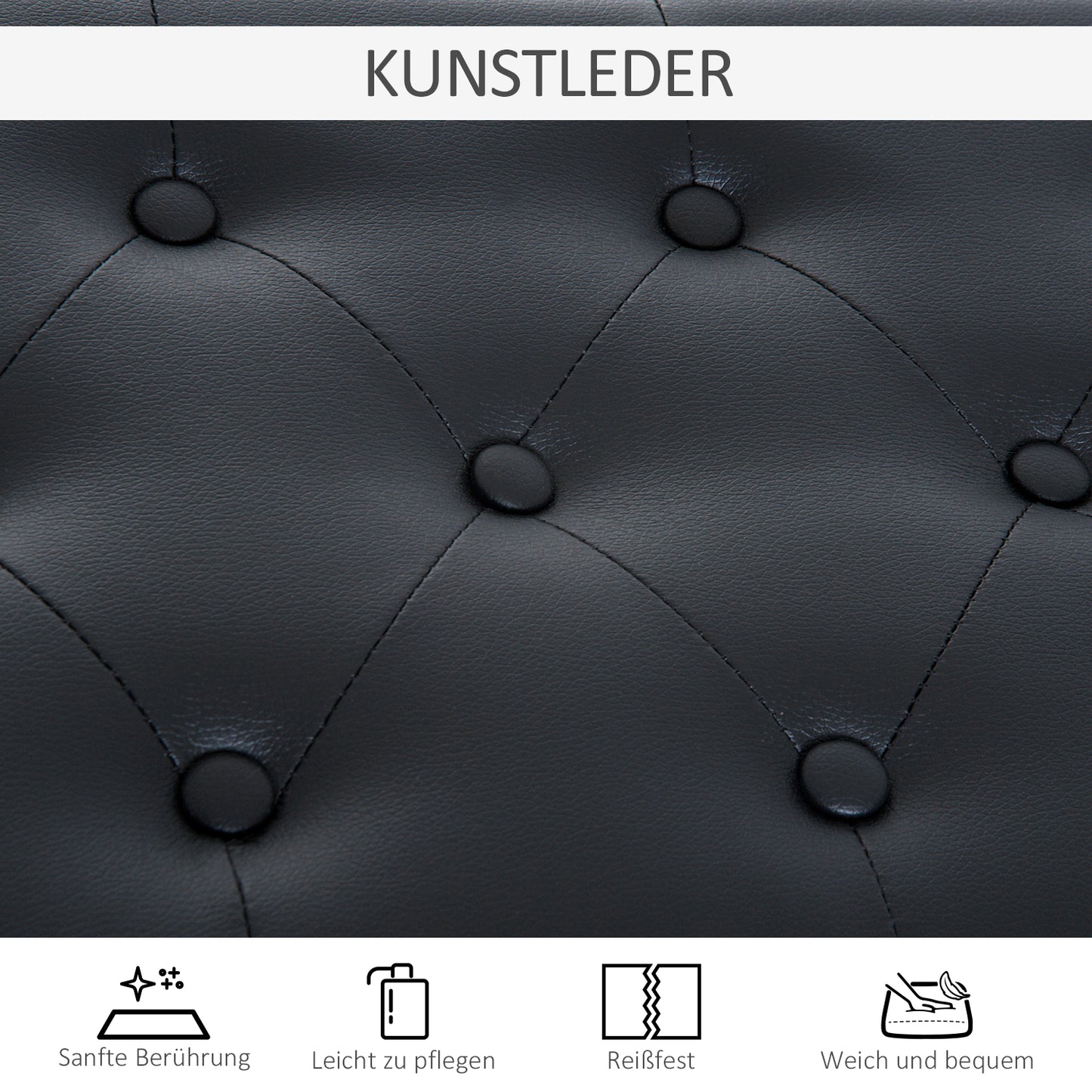 HOMCOM Klavierhocker, Klavierbank mit Verstecktem Stauraum, Klavierstuhl mit Kunstleder Kissen, Pianobank, Massivholz Keyboardbank für Piano, Keyboard, 76 x 36 x 50 cm, Schwarz