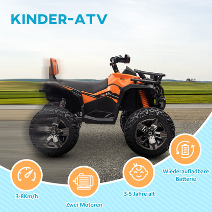 HOMCOM 12V Kinderfahrzeug mit Vorwärts-, Rückwärtsfunktion, MP3-Musikplayer, Scheinwerfer, 3-8 km/h, 3-5 Jahre, Orange
