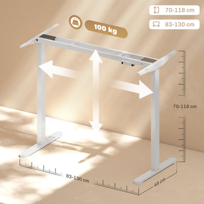 HOMCOM Elektrisches Schreibtischgestell, höhenverstellbar, mit Speicherfunktion, Stahl, Weiß