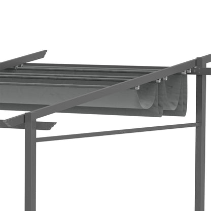 Outsunny Pergola, inklusive Befestigungsmaterial, ausziehbares Dach, 3,97 mx 2,95 mx 2,3 m, Dunkelgrau