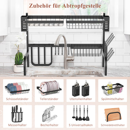 HOMCOM Geschirrkorb, Modularer Geschirrhalter aus Metall, bis zu 26 kg belastbar, Schwarz