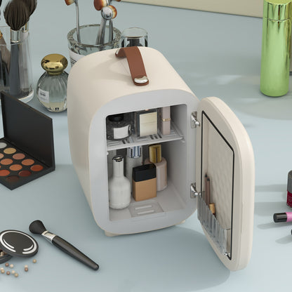 HOMCOM Mini Kühlschrank Kühlschrank Beauty Fridge, 4 L Fassungsvermögen, 20,3 x 26,3 x 28 cm, Cremeweiß