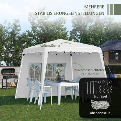 Outsunny Pop Up Pavilion Faltpavillion, inkl. Fernstern, wetterbeständig, 240 x 240 x 250 cm, Weiß