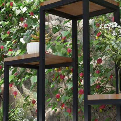 Outsunny Blumenregal, 4 Etagen, Indoor & Outdoor, Metallrahmen, 80 x 20 x 74 cm