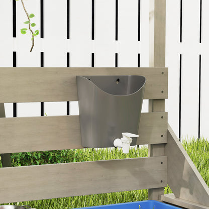 Outsunny Sandkasten mit Sonnendach Piratenschiff, inkl. Barnküchenspielset, Massivholz, 180 x 103 x 144,5 cm, Grau