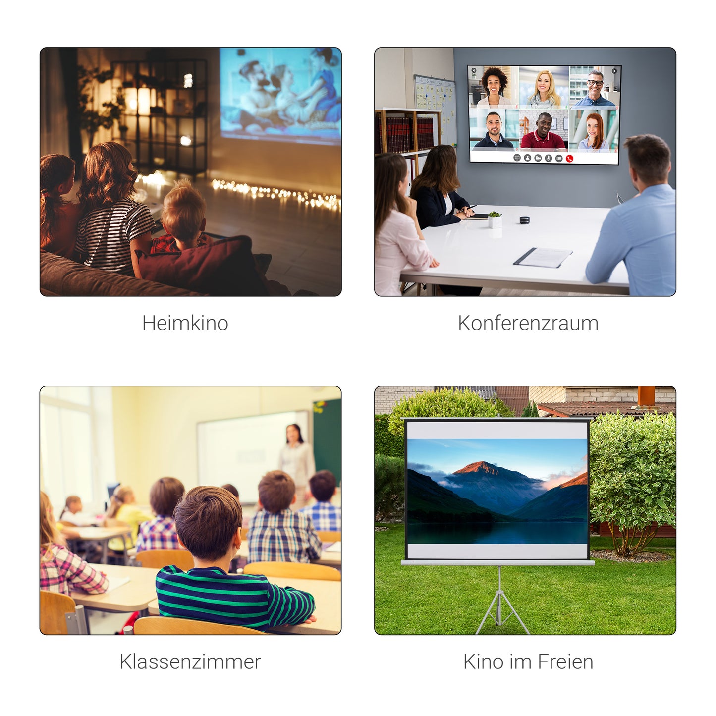 HOMCOM Projektionsleinwand im 4:3-Format, Kinoleinwand, Präsentationsfläche für Zuhause oder Büro, Weiß