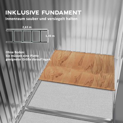 Outsunny Geräteschuppen mit Schiebetüren 2,77 x 1,95 x 1,92 m Metall Kohlegrau