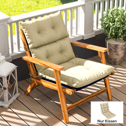 Outsunny Sitzkissen, Dickes Polsterkissen für Sitzmöbel, mit Rückenlehne, Schaukelstuhlkissen, für drinnen und draußen, Beige