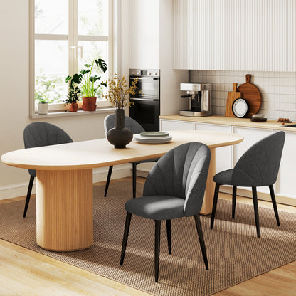 HOMCOM 4er-Set Esszimmerstühle, Küchenstühle in Samtoptik, Stahlbeine, armlos, Grau