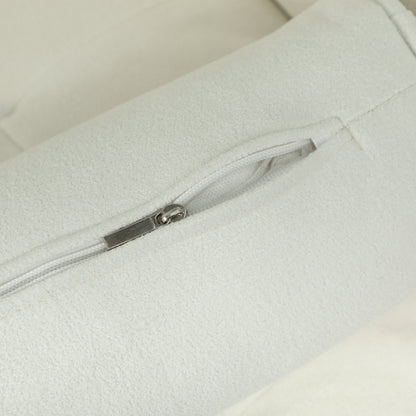 HOMCOM Polstersessel mit Armlehnen, neigbare Rückenlehne, Kautschukholzbeine, Cremeweiß