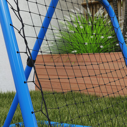 HOMCOM Fußball Rebounder-Netz, klappbar, Rückprallwand, Verstellbar in 5 Stufen, Metall, 78 x 84 x 65-78 cm, Blau