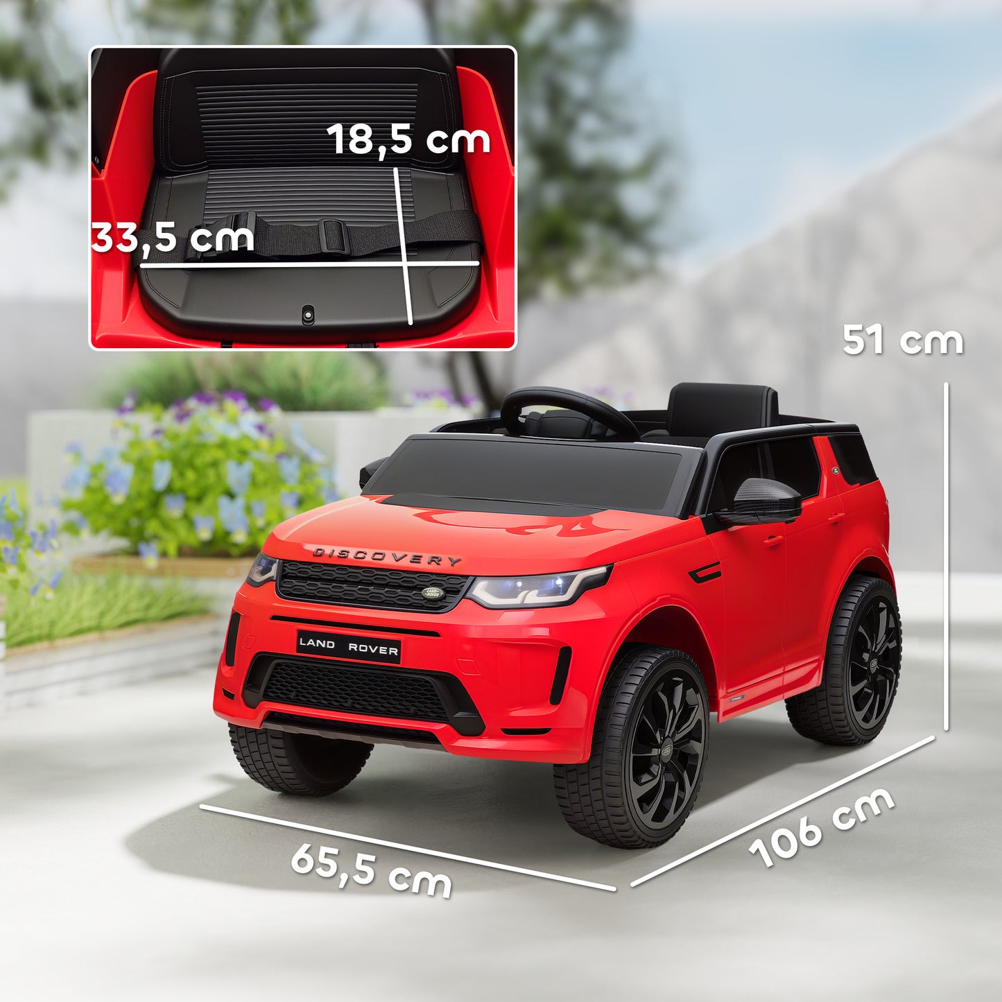AIYAPLAY Kinder-Elektroauto, 12V Kinderfahrzeug mit Fernbedienung, LED-Lichtern, Musik und Hupe, 3-6 Jahre, Rot
