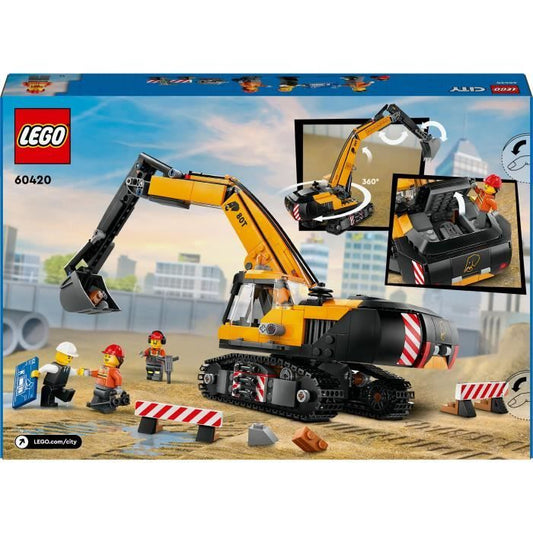 LEGO City 60420 Yellow Construction Excavator, toy for children aged 8 and up