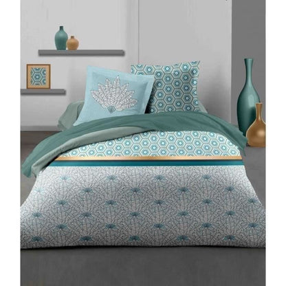 Duvet set 140x200 cm HOME LINGE PASSION LOUXOR: Duvet cover + 1 pillowcase - 100% Cotton 57 thread count - Emerald green