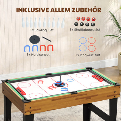 SPORTNOW 13-in-1 Spieletisch, Tischfußball, Schach, Billard, Tischtennis und mehr, MDF, Kunststoff, Walnuss