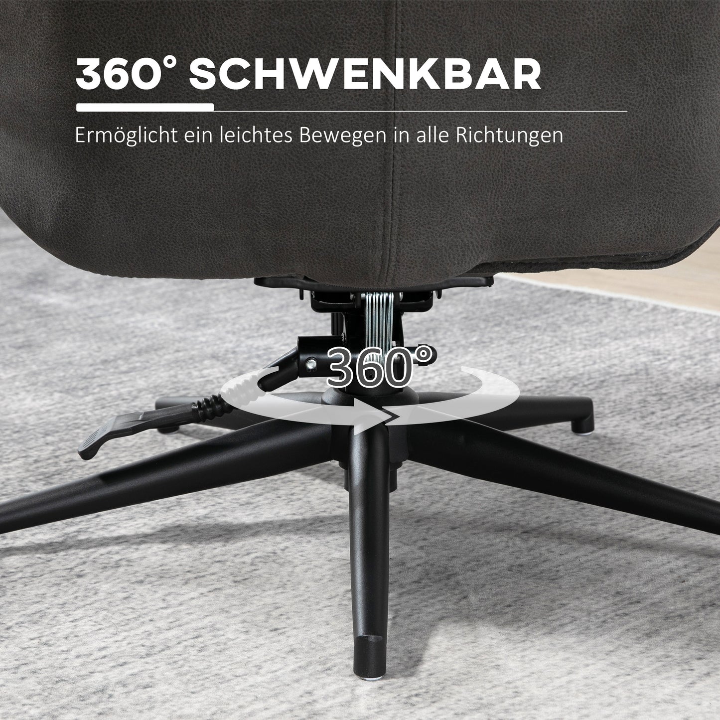 HOMCOM Relaxsessel mit Ottomane, Sessel mit Fußhocker, verstellbare Rückenlehne; Mikrofaser, Dunkelgrau